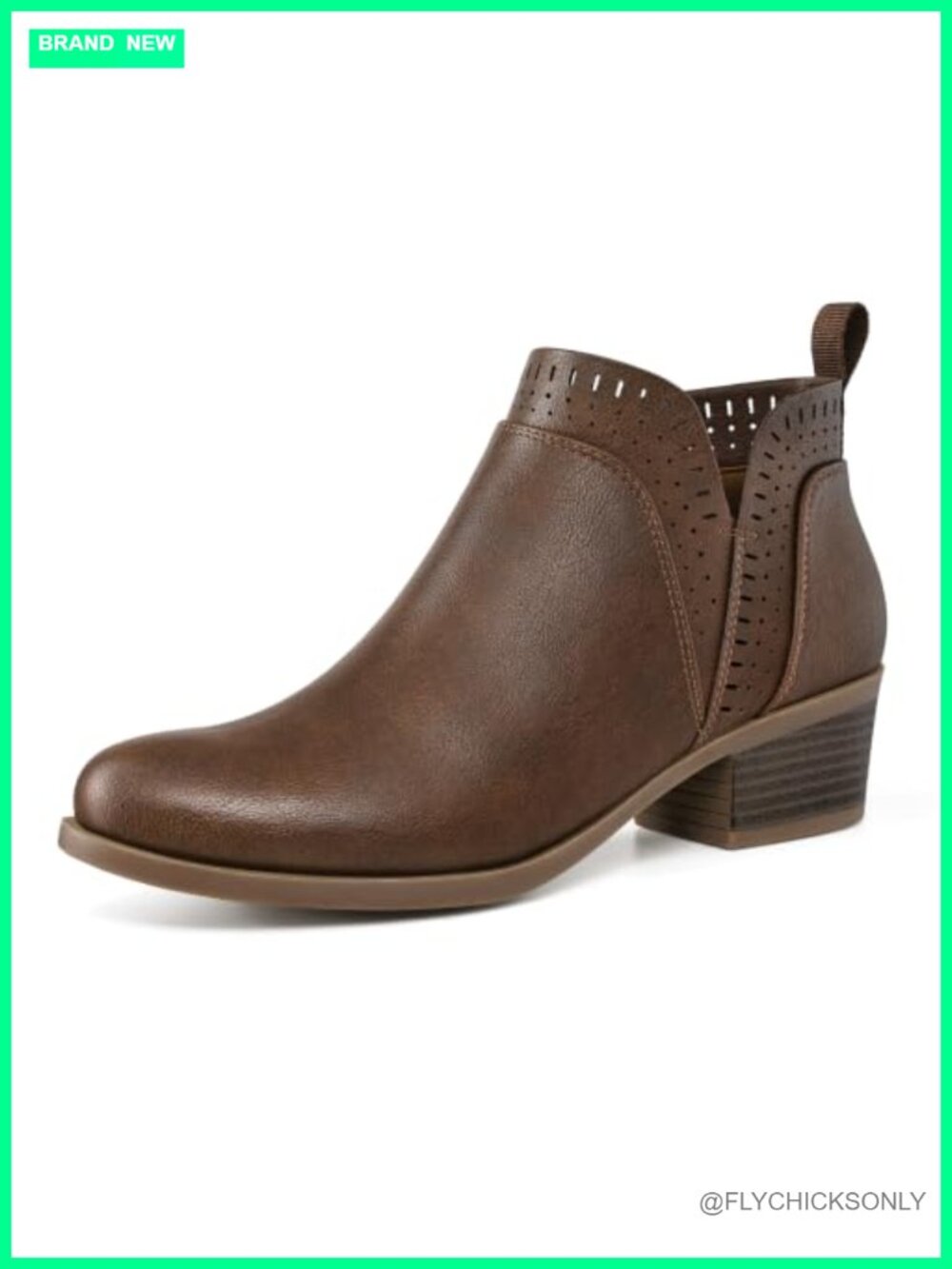 Women's Chunky Block Heel Ankle Booties Side Zip Round Toe PU